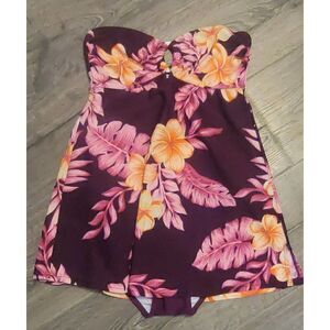 NWOT CHRISTINA Strapless Floral One-Piece Skirted Bathingsuit Women's Size 8